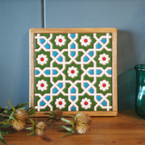 鍋敷き:ペルシャンフラワー - タイル工房コルメーナ