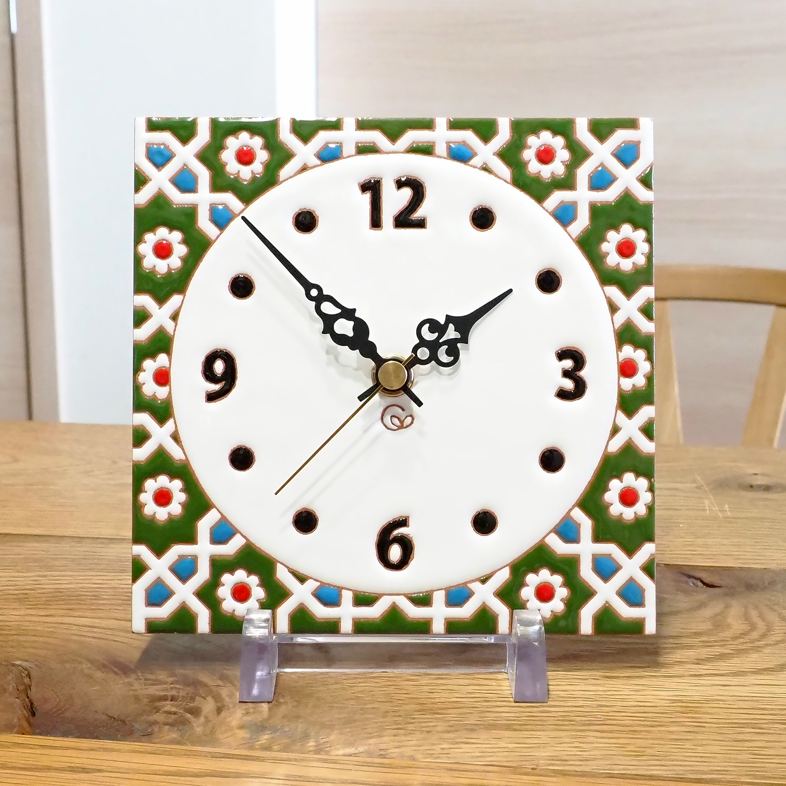 掛け時計:ペルシャンフラワー — タイル工房コルメーナ 掛け時計:ペルシャンフラワー — タイル工房コルメーナ